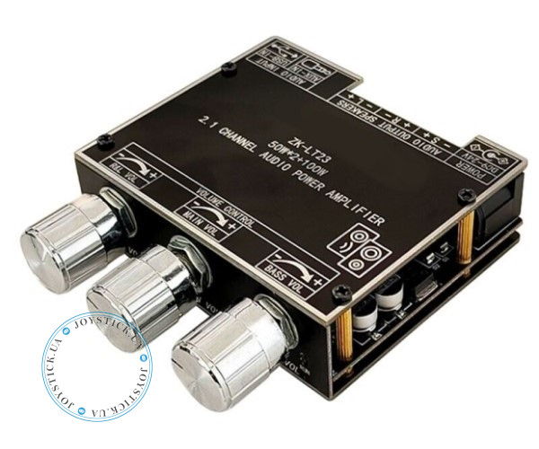 ZK-LT23 – 2.1 channel 2x50 plus 100 watt subwoofer output Class D Audio Amplifier - support Bluetooth AUX and USB Color Black